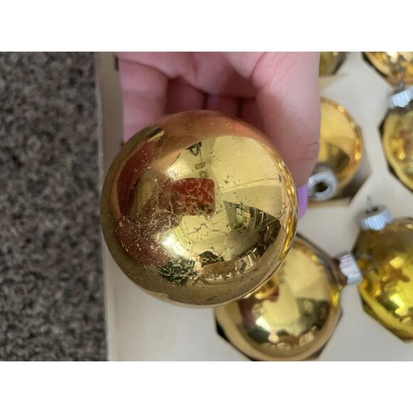 18 VTG SHINY BRIGHT Glass Tree Christmas Ornaments In Original Box- Gold - Picture 5 of 8